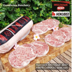 Beef RIBEYE Scotch-Fillet CubeRoll MELTIQUE meltik (wagyu alike) Australia HOKUBEE frozen STEAK 2cm 3/4" (price/pc 350g)